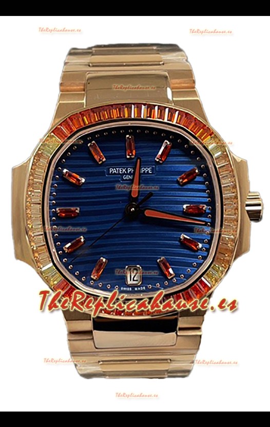 Patek Philippe Nautilus 7118R 35MM 1:1 Caja Oro Rosado Dial Azul Reloj Réplica Espejo 1:1