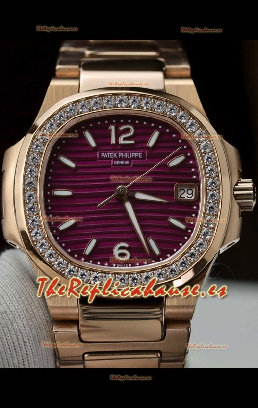 Patek Philippe Nautilus 7010/1R-013 Caja Oro Rosado 32MM Cuarzo Suizo Réplica Espejo 1:1
