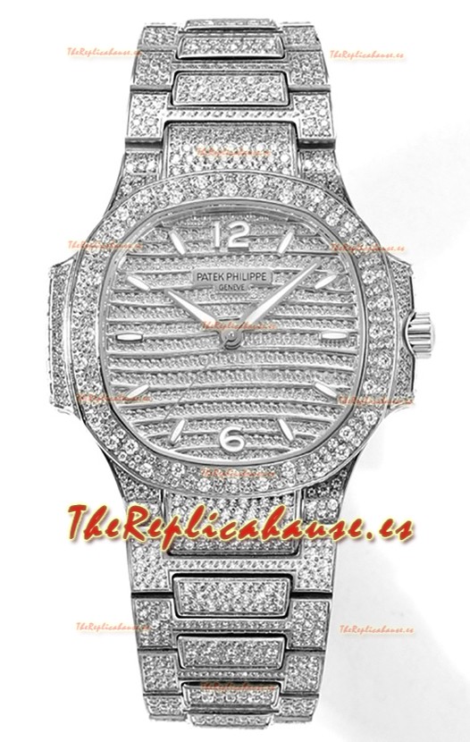 Patek Philippe Nautilus 7118R 35MM 1:1 Reloj Diamantes Pavimentados en Caja de Acero