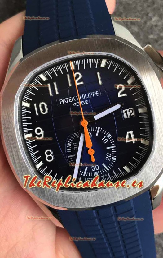 Patek Philippe Aquanaut 5968 Chronograph Casing Acero Dial Azul Reloj en Movimiento Suizo Automático