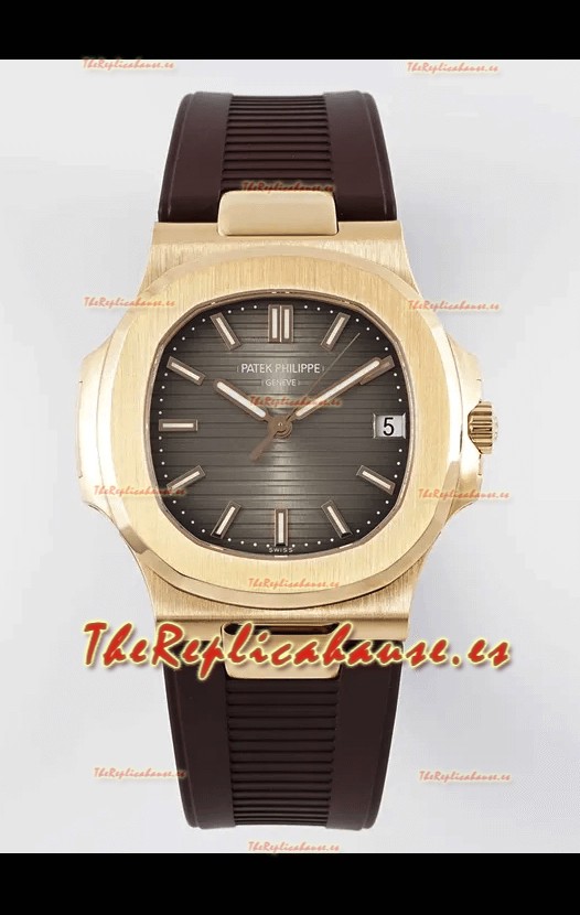 Patek Philippe Nautilus 5711/1R-001 1:1 Reloj Réplica en Acero 904L Dial Marrón en Oro Rosado