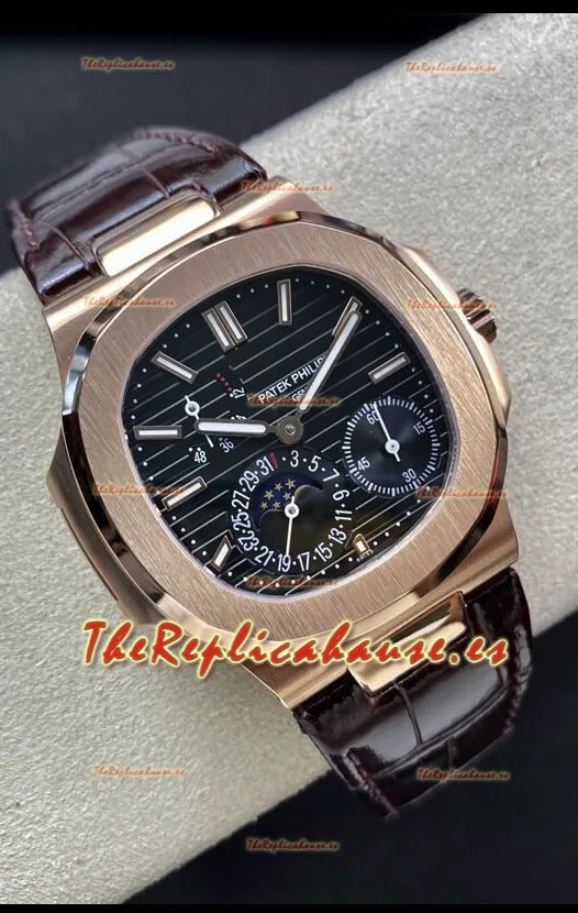 Patek Philippe Nautilus 5712/R Reloj Réplica Calidad Espejo 1:1 Dial Marrón Correa de Piel