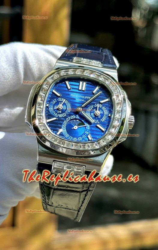 Patek Philippe Nautilus 5740 Perpetual Calendar Acero Inoxidable Dial Morado Reloj Réplica Suizo
