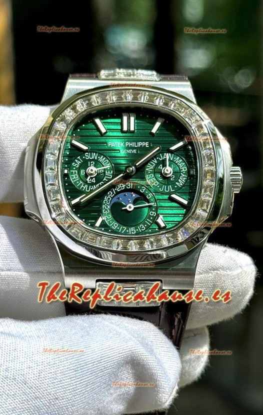 Patek Philippe Nautilus 5740 Calendario Perpetuo Acero Inoxidable Dial Verde Reloj Réplica Suizo