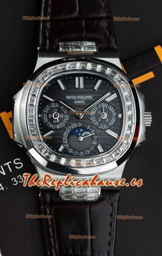 Patek Philippe Nautilus 5740 Perpetual Calendar Reloj Réplica Suizo Dial Acero Inoxidable Gris
