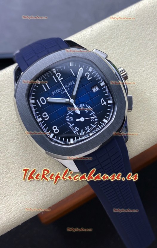 Patek Philippe Aquanaut Super Clone 5968 Caja Acero Cronográfo Reloj Dial Azul 