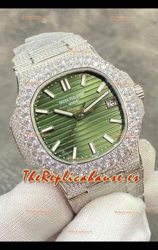 Patek Philippe Super Clone Nautilus 5711/1A-014 Pavimentado en Diamantes Edition Dial Verde