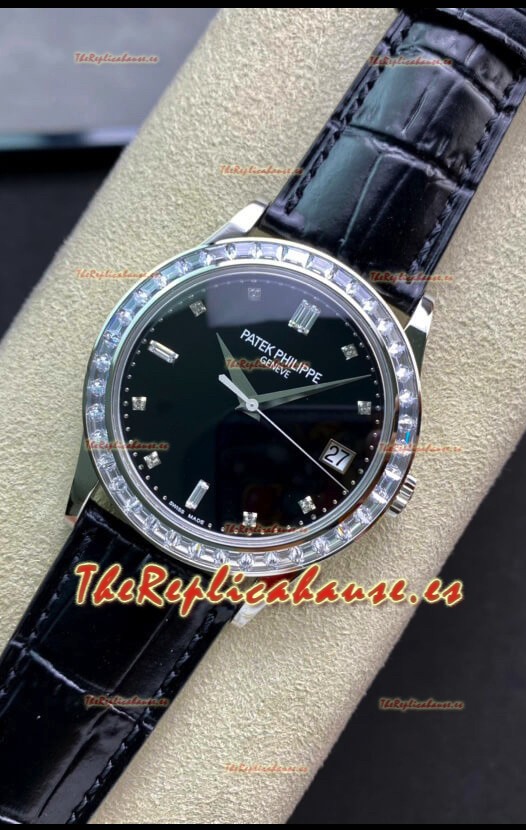 Patek Philippe Calatrava 5298P-012 en Dial Negro Réplica a Espejo 1:1 Acero 904L Reloj Suizo Acero