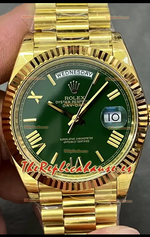 Rolex Day Date Presidential Reloj Oro Amarillo 18K 40MM - Dial Verde Calidad a Espejo 1:1