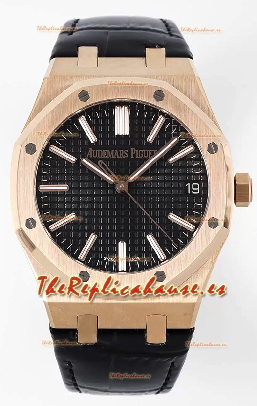 Audemars Piguet Royal Oak 15510 50 Aniversario 41MM Dial Negro Oro Rosado 41MM Réplica a Espejo 1:1