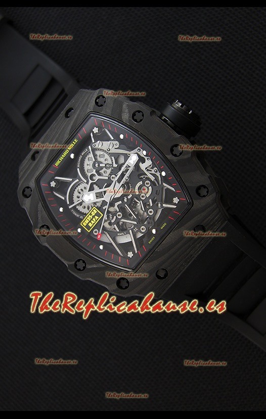Richard Mille RM35-2 Rafael Nadal Caja de Carbón Forjado con Correa de Goma color Negro