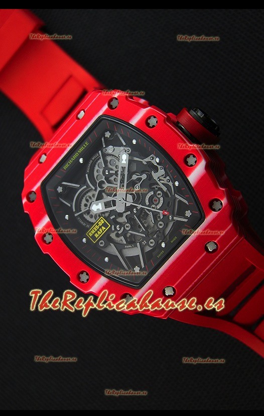 Richard Mille RM35-02 Caja de Carbón Forjado de una sola Pieza color Rojo con Correa color Rojo
