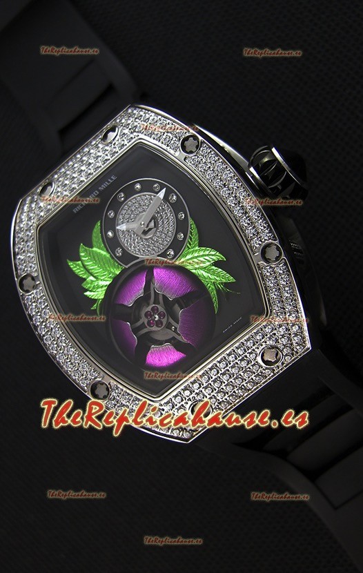 Richard Mille 19-02 Tourbillon Fleur Reloj Réplica Suizo en Acero Inoxidable