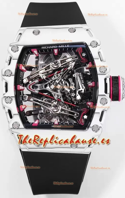 Richard Mille RM38-02 Carbono Blanco Bubba Watson Nylon Negro Tourbillon Movement Réplica Espejo 1:1