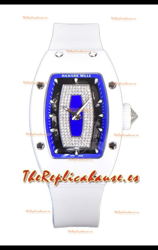 Richard Mille RM007 Cerámica Blanca Dial Azul Reloj Réplica Suiza Automático Superclone