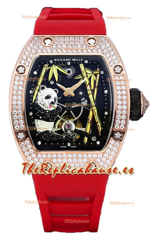 Richard Mille RM26-01 Tourbillon Panda Caja Oro Rosado Reloj Movimiento Suizo