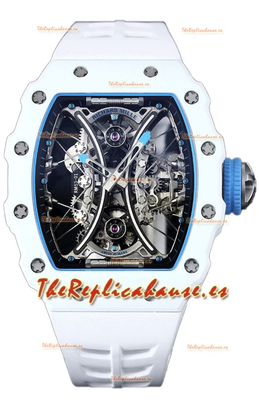 Richard Mille RM53-01 Pablo Mac Donough Caja TPT Blanca Correa Goma Blanca Reloj Réplica Suiza