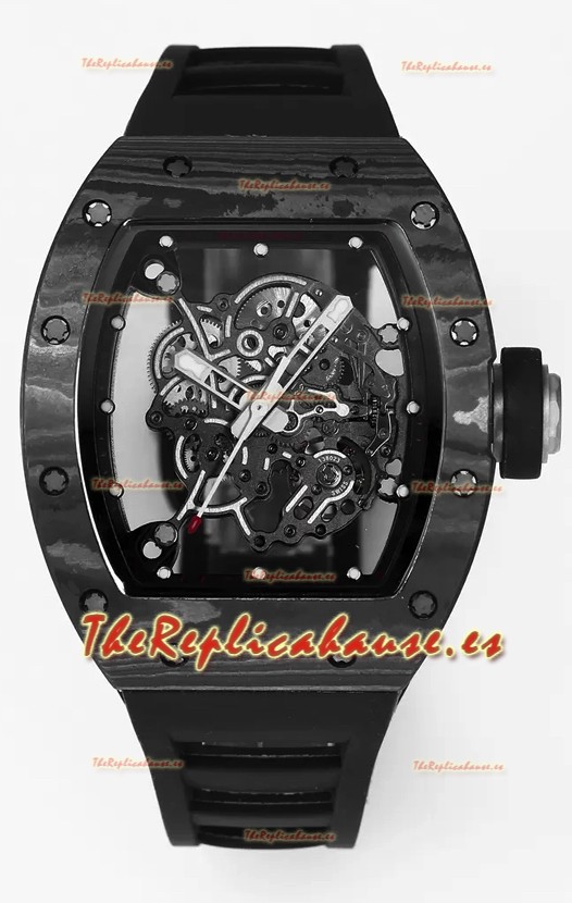 Richard Mille RM055 Caja Carbono Negro Reloj Superclone 1:1 Genuino Tourbillon