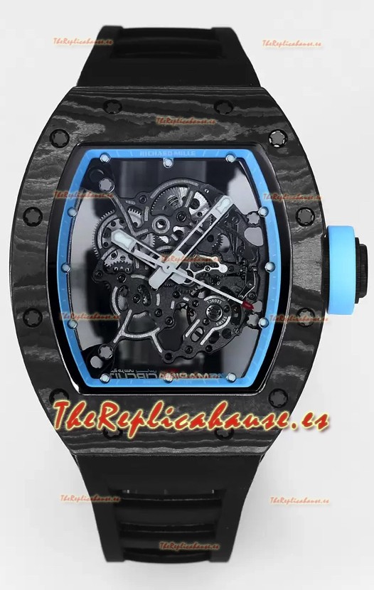Richard Mille RM055 Caja Carbono Negro Reloj Superclone 1:1 Genuino Tourbillon