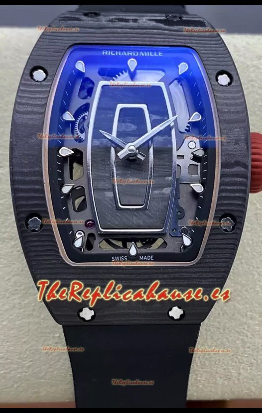 Richard Mille RM07 Caja Carbono Negra Correa Negra 1:1 Superclone Reloj Réplica Suiza 