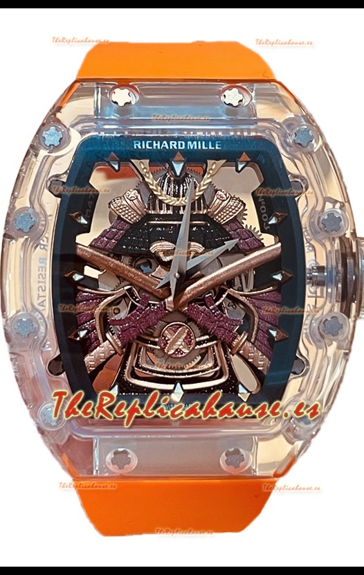 Richard Mille RM047 Samurai Genuino Tourbillon Reloj Correa Narajna Caja en Zafiro