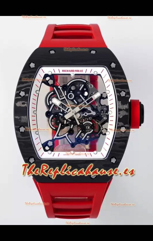 Richard Mille RM055 Caja Carbono Negro Reloj Superclone 1:1 Genuino Tourbillon