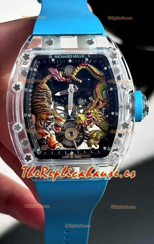 Richard Mille RM51-01 Zafiros Crouching Tiger Hidden Dragon Movimiento Tourbillon Réplica Espejo 1:1
