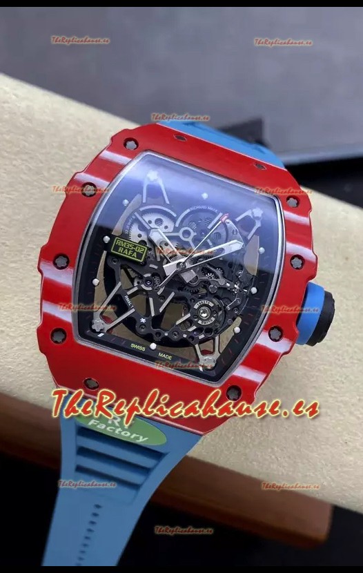 Richard Mille RM35-02 Rafael Nadal Carbono Correa Azul con Genuino Tourbillon Reloj Super Clone
