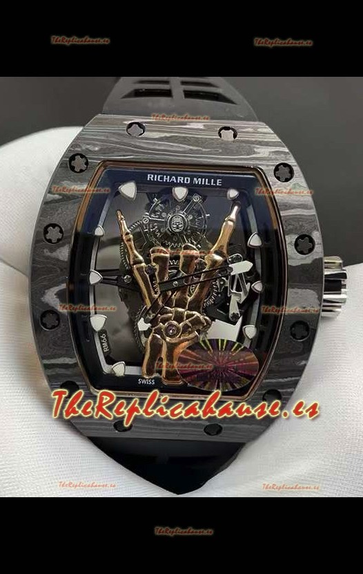Richard Mille RM66 Flying Reloj Réplica Superclone Genuino Tourbillon Carbono Negro