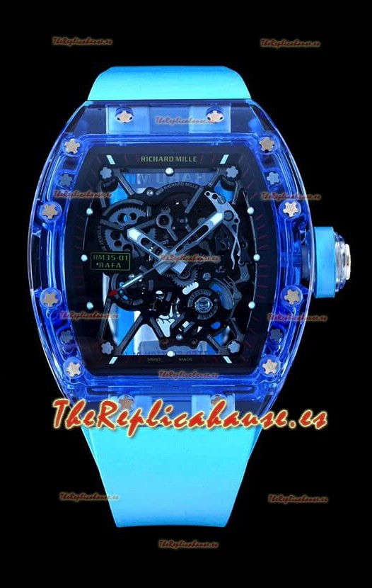 Richard Mille RM35-01 Caja Zafiros Transparentes Con Tourbillon Genuino Reloj Super Clone