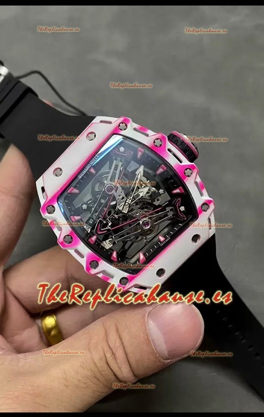 Richard Mille RM38-02 Fibra Carbono Blanca Bubba Watson Genuino Movimiento Tourbillon Réplica Espejo