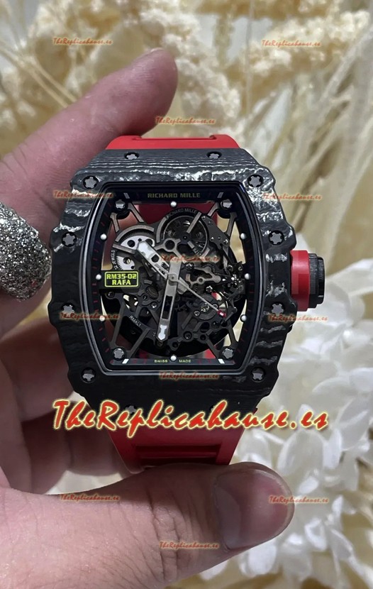 Richard Mille 035-02 Negro NTPT Movimiento Real Vaucher Reloj Súper Réplica