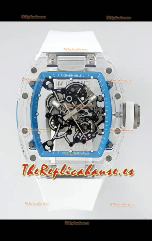Richard Mille RM055 Caja con Zafiros Transparentes y Tourbillon Genuino Reloj Super Clone