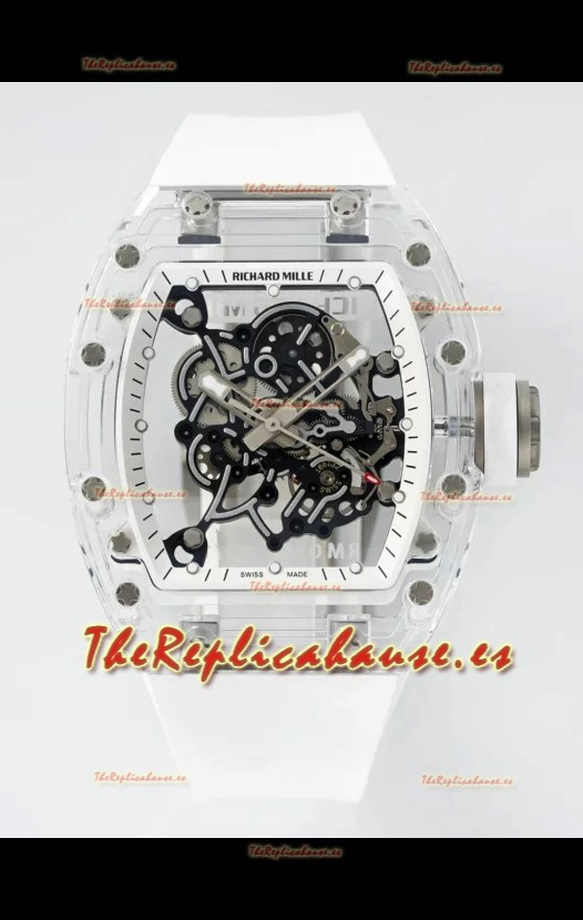 Richard Mille RM055 Caja con Zafiros Transparentes y Tourbillon Genuino Reloj Super Clone