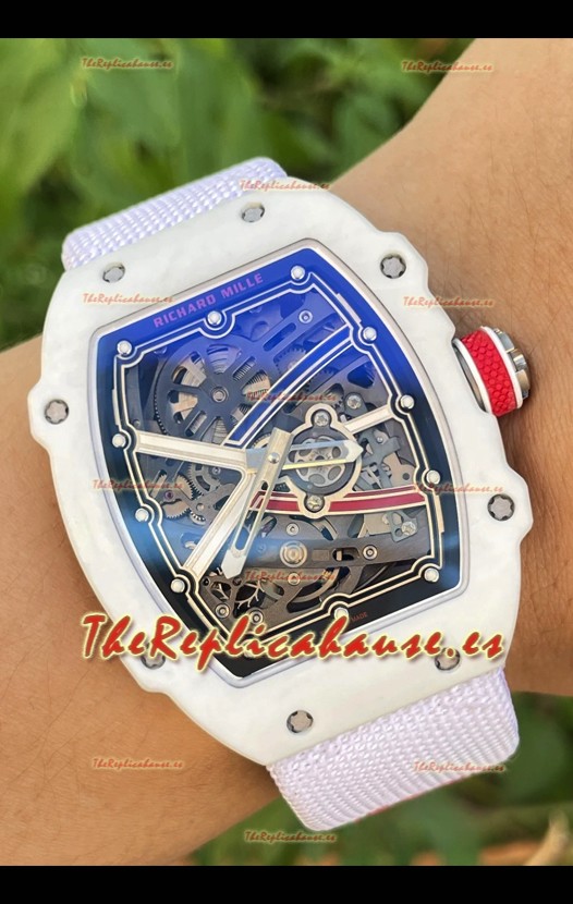 Richard Mille Super Clone RM67-02 Alexis Pinturault Blanco Quartz TPT 37 Gramos Reloj Correa Blanca