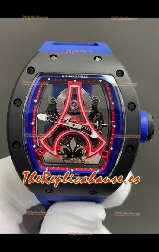 Richard Mille RM52-03 Paris Saint-Germain Tourbillon Cerámica Negra Reloj Réplica Suizo 