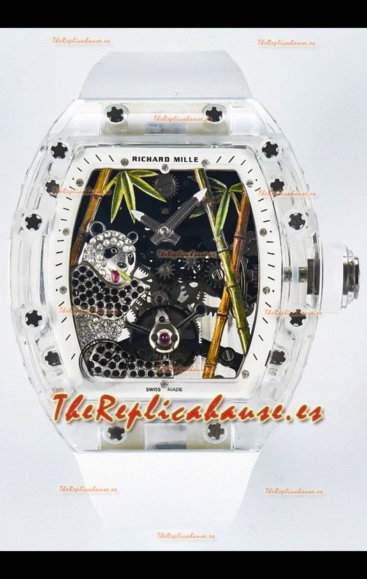 Richard Mille RM26-01 Tourbillon Panda Reloj Caja Zafiro Transparente - Réplica Super Clone
