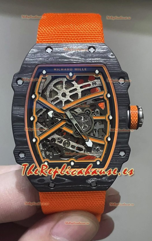 Richard Mille Super Clone RM67-02 Negro Carbon TPT 37 Gramos Reloj Correa Naranja