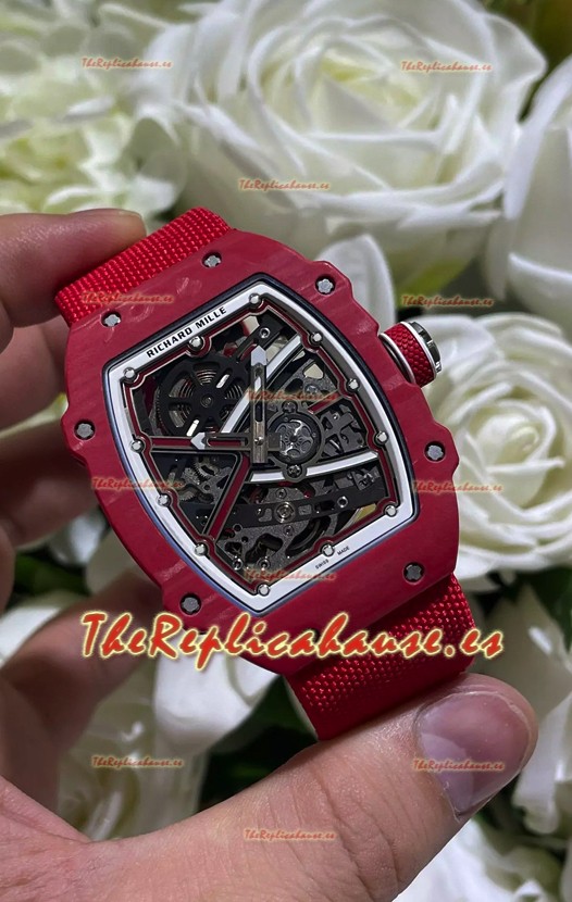 Richard Mille Super Clone RM67-02 Rojo Carbon TPT 37 Gramos Reloj Correa Roja