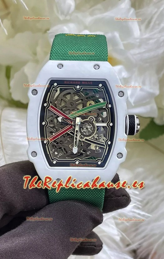 Richard Mille Super Clone RM67-02 Blanco Quartz TPT 37 Gramos Reloj Correa Verde