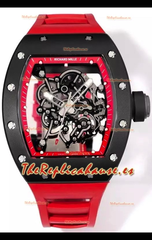 Richard Mille Super Clone RM055 Caja Cerámica con Reloj Genuino Tourbillon