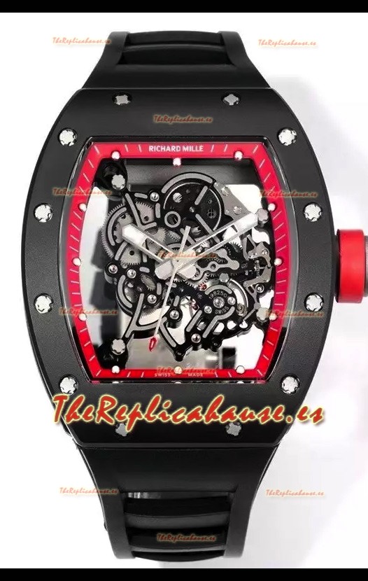 Richard Mille Super Clone RM055 Caja Cerámica con Reloj Genuino Tourbillon