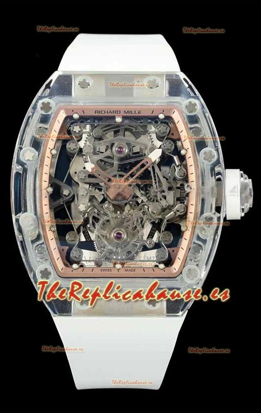 Richard Mille Super Clone 56-01 Caja Zafiro Transparente Reloj con Tourbillon Genuino
