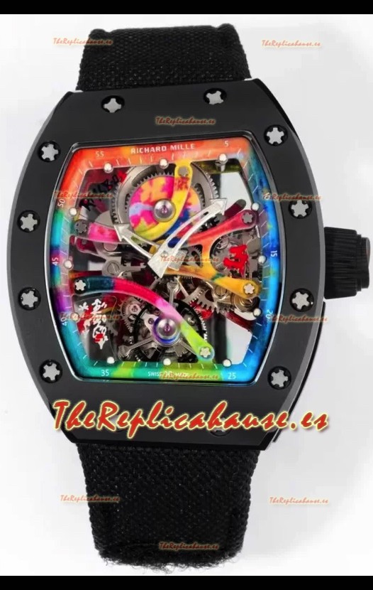 Richard Mille Super Clone RM68-01 Caja Cerámica Negra y Correa Tourbillon Réplica Suiza