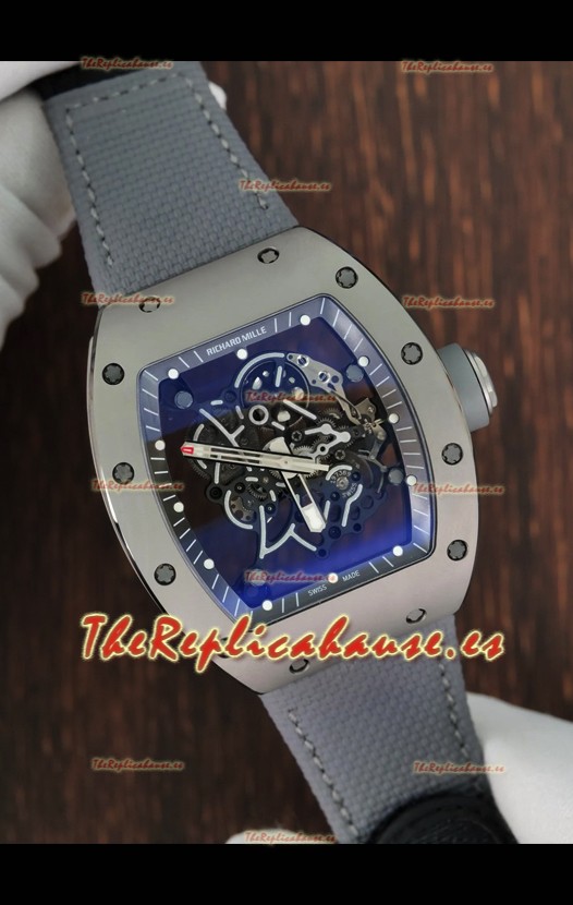Richard Mille Super Clone RM055 Reloj Cerámica/Titanio Caja Gris con Genuino Tourbillon