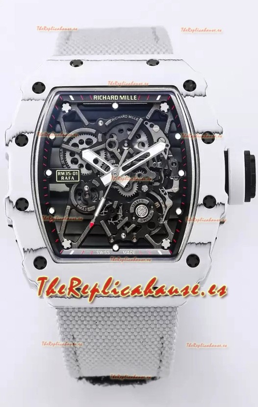 Richard Mille RM35-01 Rafael Nadal Caja de Fibra de Carbono con Genuino Tourbillon Reloj Super clone