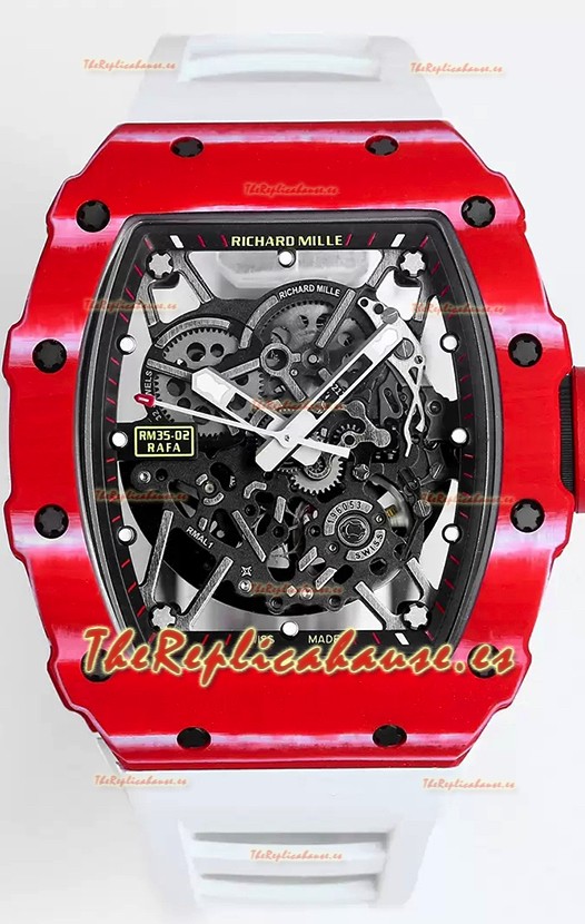 Richard Mille RM35-02 Rafael Nadal Caja de Fibra de Carbono con Genuino Tourbillon Reloj Super clone