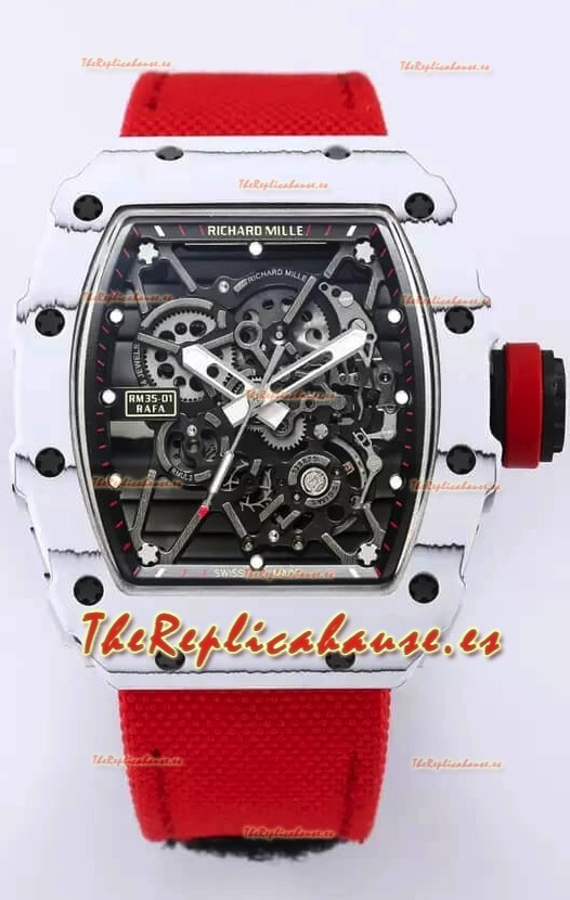 Richard Mille RM35-01 Rafael Nadal Caja de Fibra de Carbono con Genuino Tourbillon Reloj Super clone