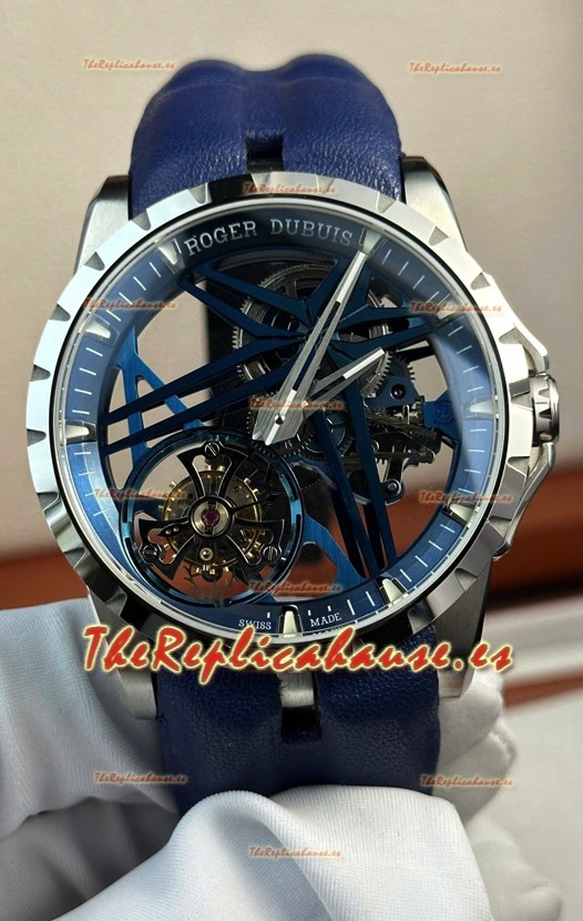 Roger Dubuis Super Clone Excalibur Spider Flying Tourbillon Skeleton Caja Titanio 42MM