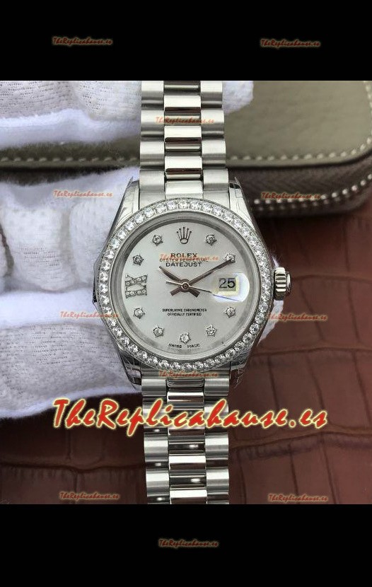 Rolex Datejust Ladies 28MM Movimiento Cal.3135 Réplica Suiza en Dial Gris - Caja en Acero 904L